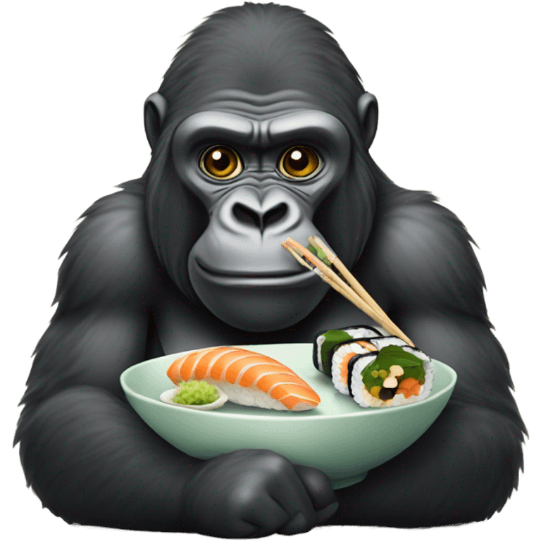 Gorilla eating sushi emoji