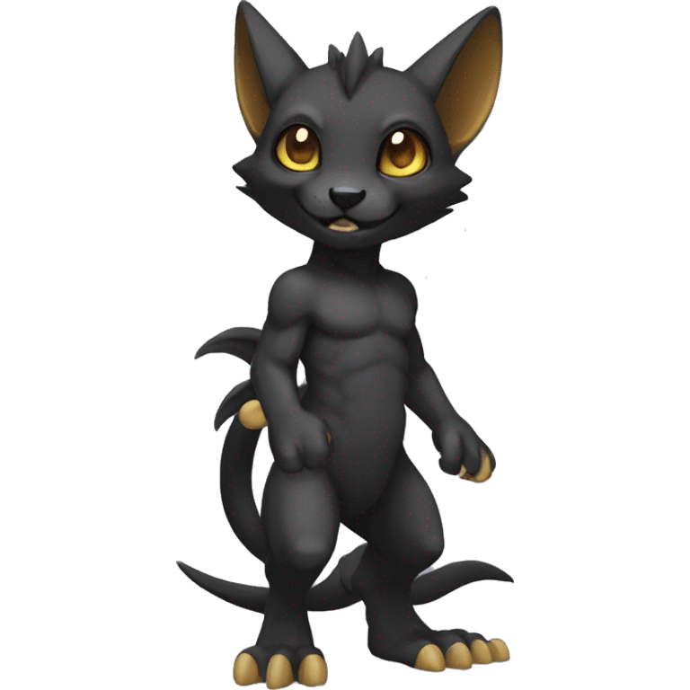 a anthro chibi-style black Fakémon-hybrid full body emoji