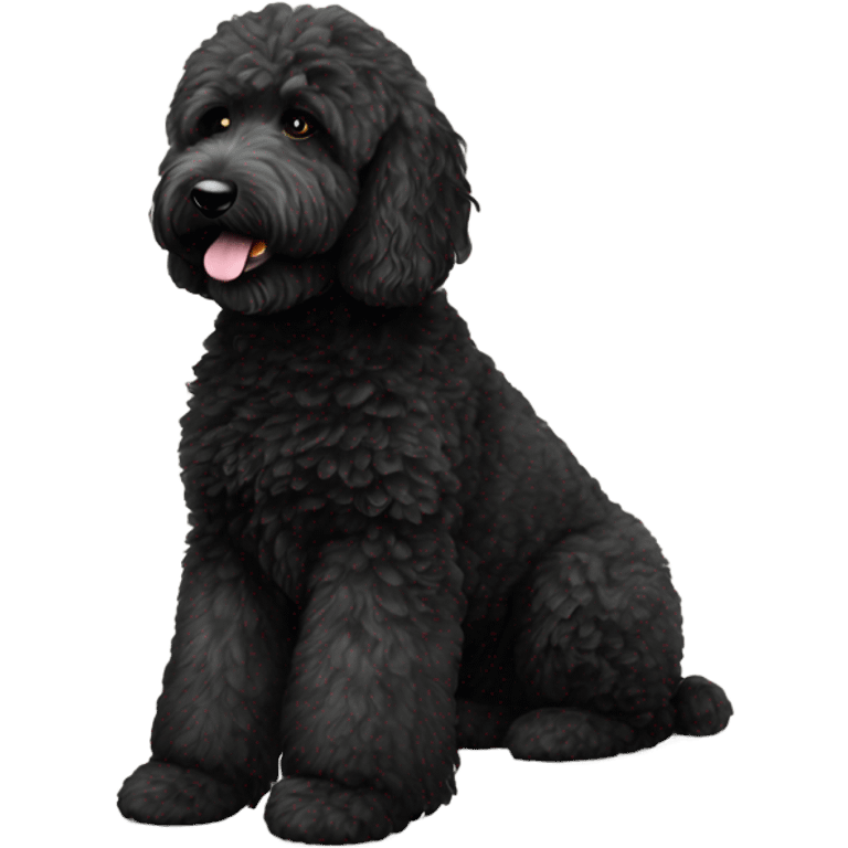 Black goldendoodle with white chest emoji