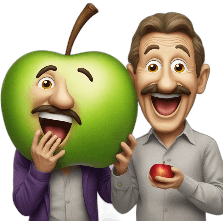 Chuckle Brothers eating a giant apple emoji