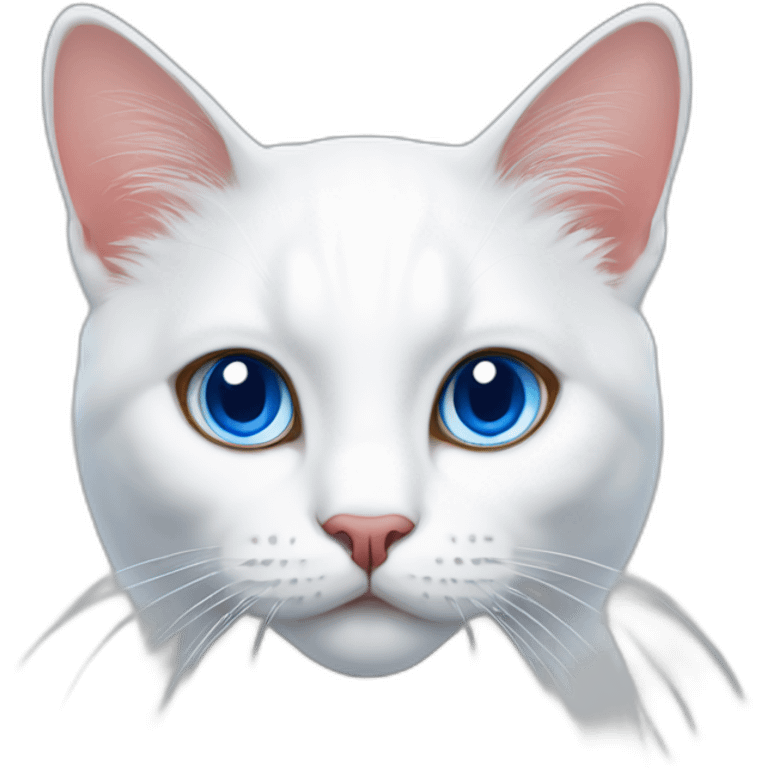 White and red colored cat with big blue eyes emoji