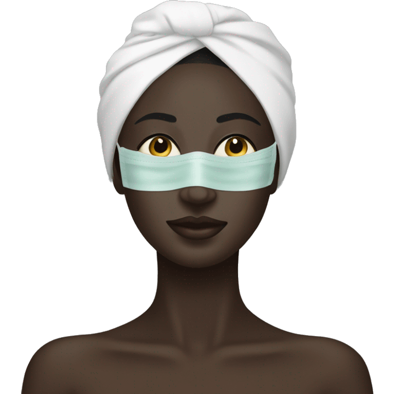 Dark skin lady with face mask spa beauty full face relaxing emoji