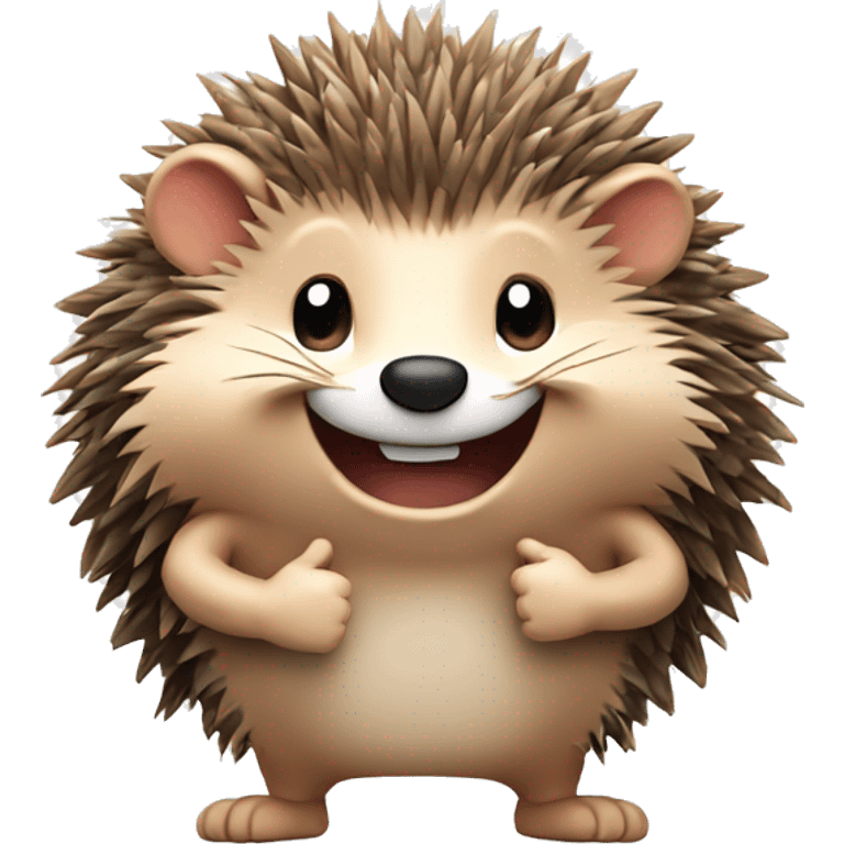 A happy hedgehog giving thumbs up emoji