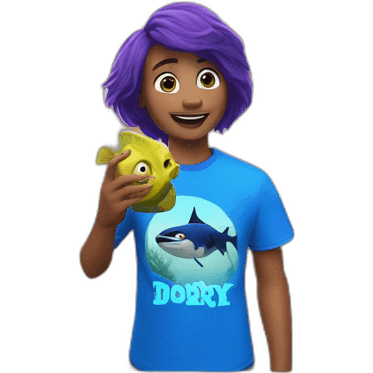 finding dory wearing fortnite t shirt emoji