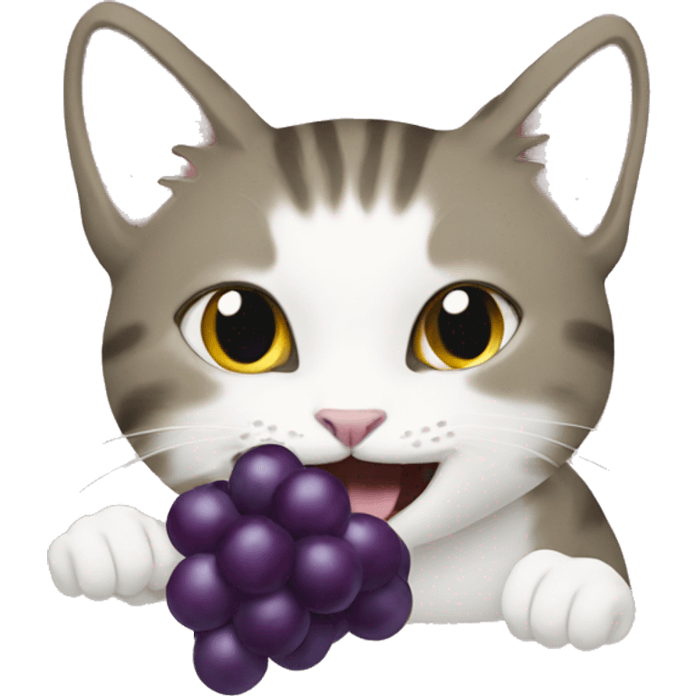 Cat eating grape emoji