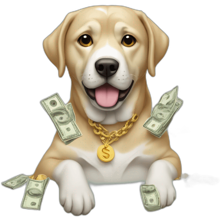 Rich dog money rain emoji