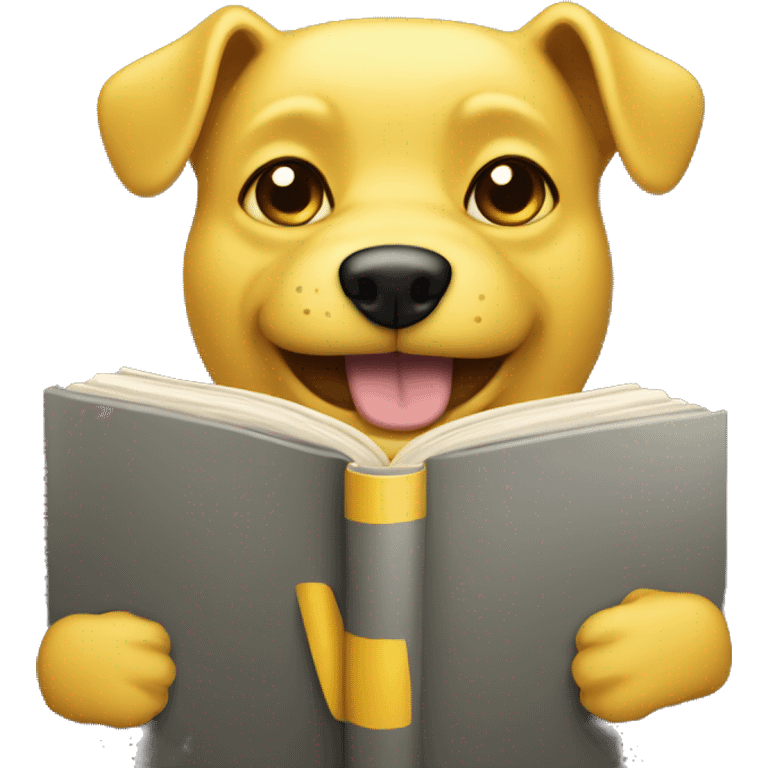 Yellow face with shy dog ears holding a book  emoji