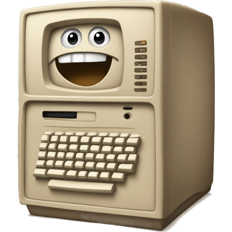 software bug in a old timey beige computer panic emoji