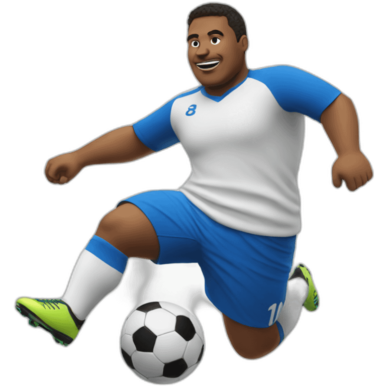 fat soccer player kicking emoji