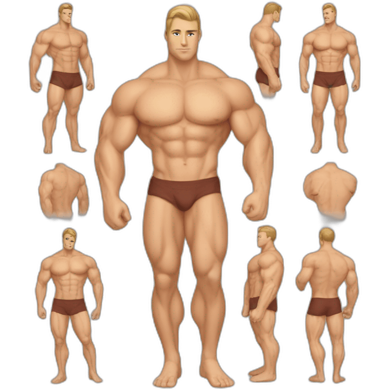 Caucasian Muscularmale large round butt realistic emoji