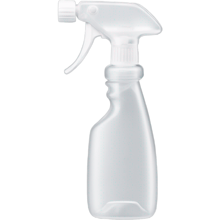 a transparent plastic spray bottle with a long stainless-steel nozzle, a comfortable white handle, and a trigger mechanism. The nozzle is thin and slightly curved at the tip, designed for precise spraying. emoji