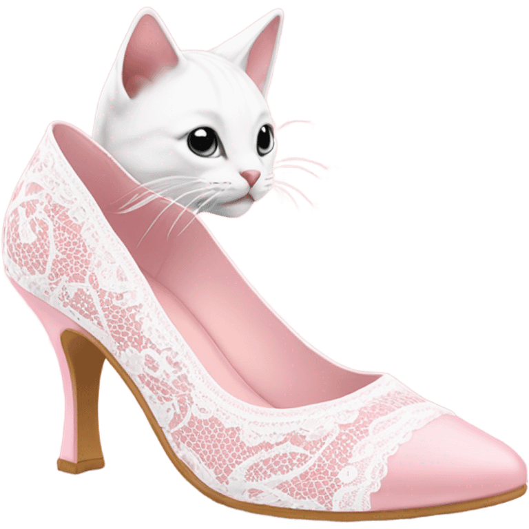 pink and white lace kitten heel emoji