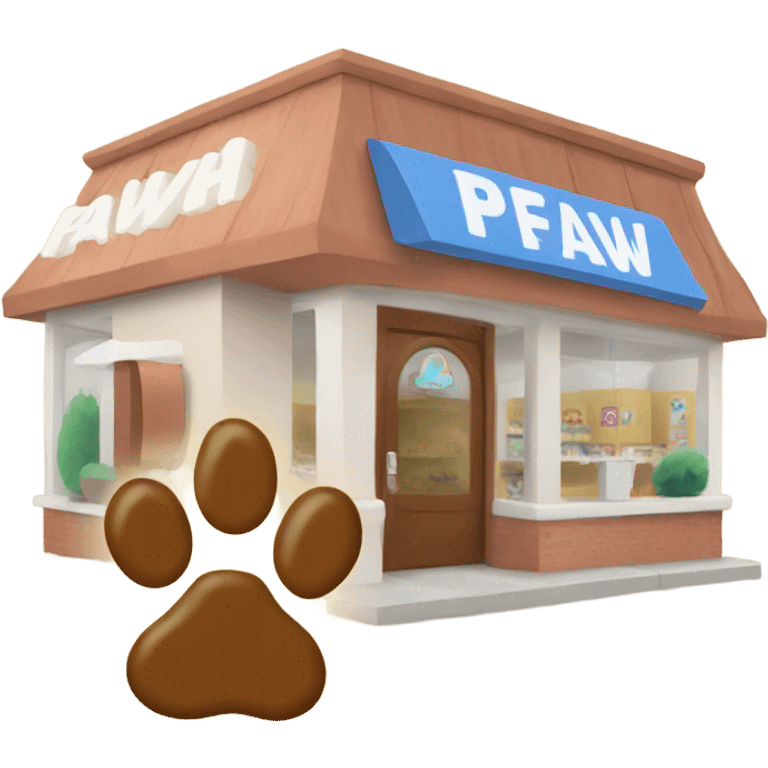 a paw store with a paw sign from half side view  emoji