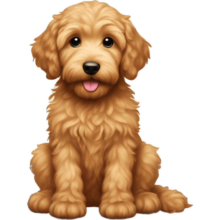 golden doodle puppy on a yoga mat emoji