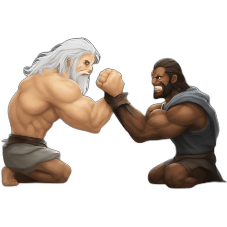 gandolf arm wrestling a balrog emoji