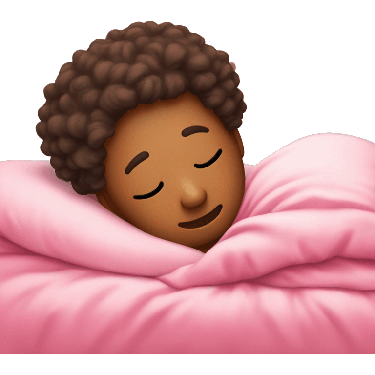 Snuggled up in pink bed emoji