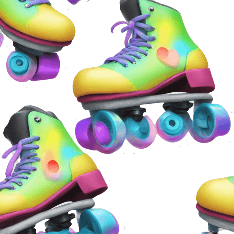 roller skates with rainbow laces and neon wheels emoji