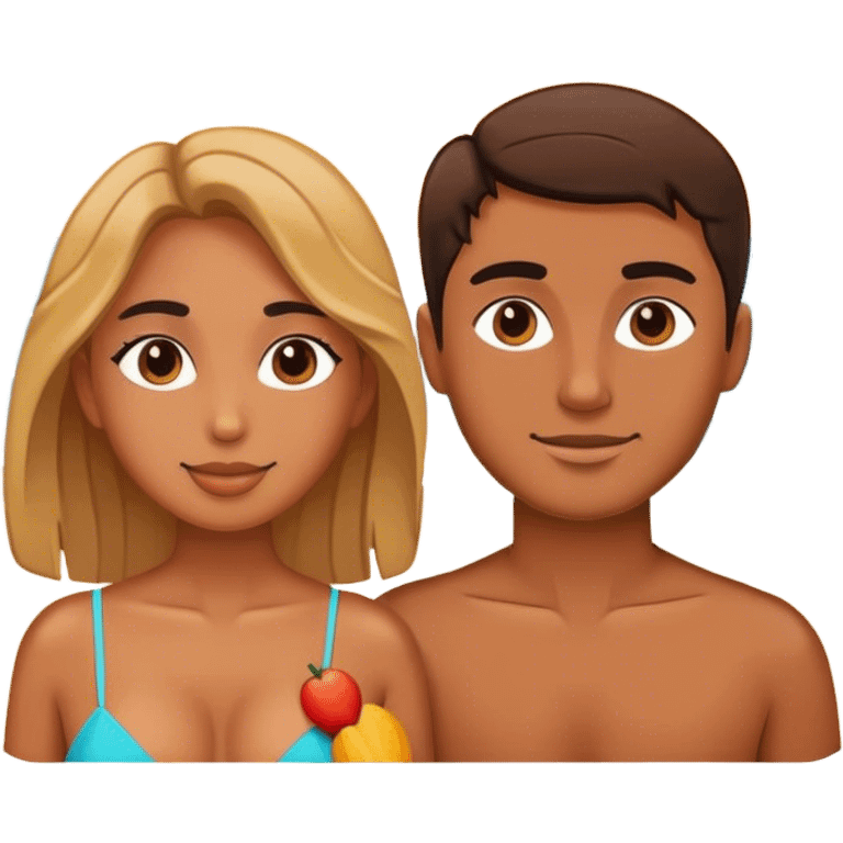 unos novios en la playa con atardecer  emoji