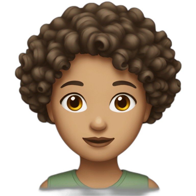 brunette girl with curly hair emoji