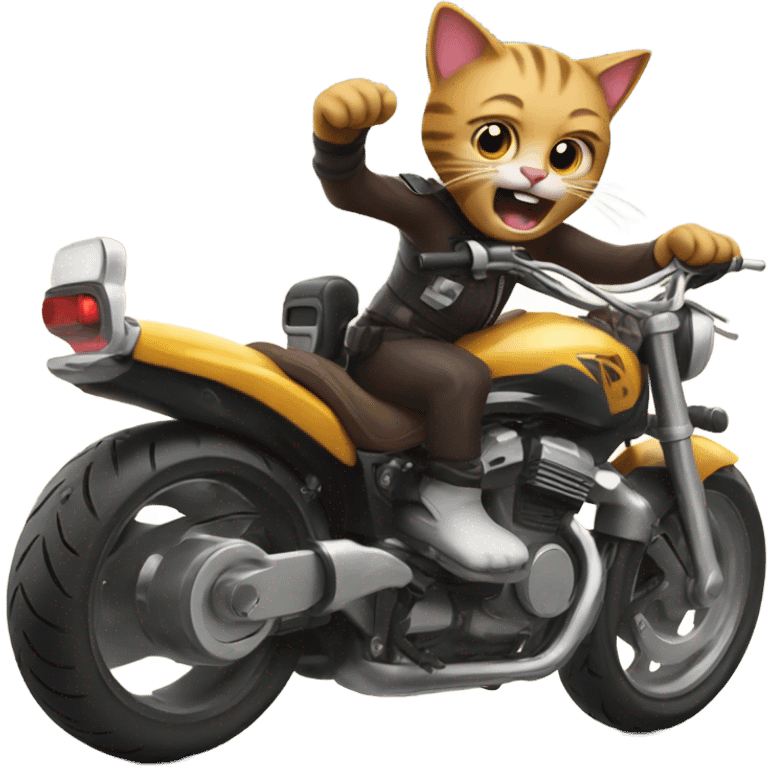 Cat on Motorcycle screaming emoji