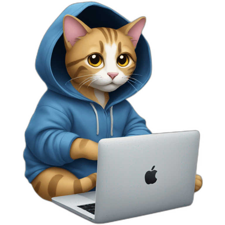 cat with hoodie and a macbook emoji