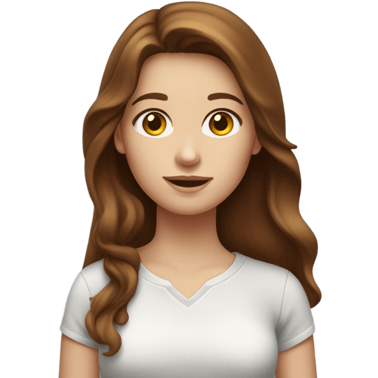 Brunette girl with shirt and brown wavy hair and white skinned girl with auburn long straight hair emoji