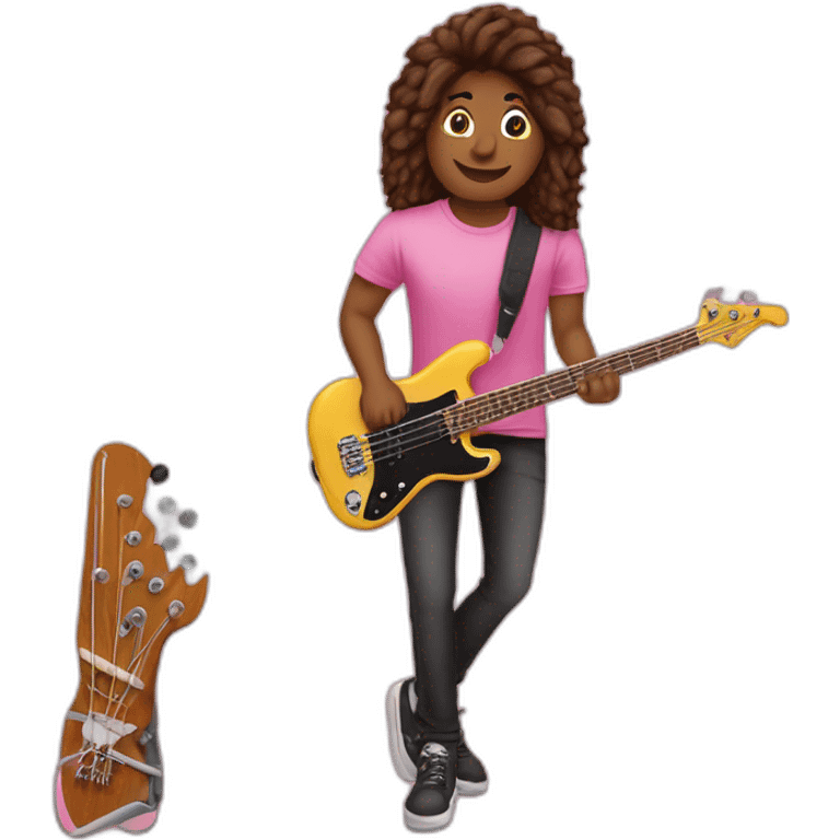 bruned-long-bassguitar-player-pink-tshirt-pink emoji