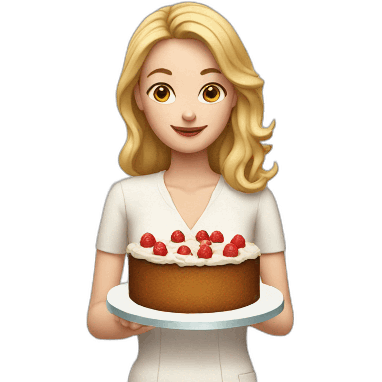 White Woman with cake emoji