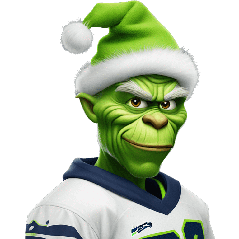 The grinch in Seahawks gear emoji