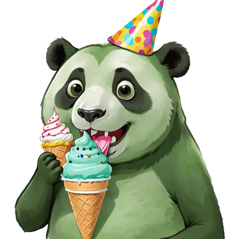 Panda eating ice cream emoji