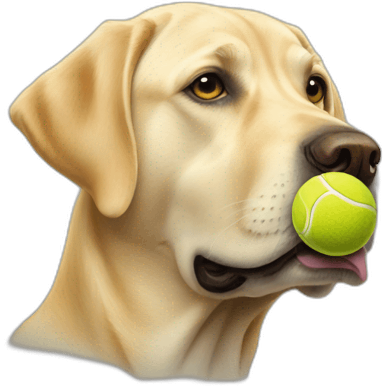 a yellow labrador with a tennis ball in the mouth emoji