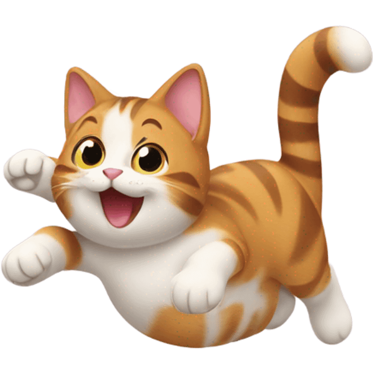 Cute cat rolling over waving emoji