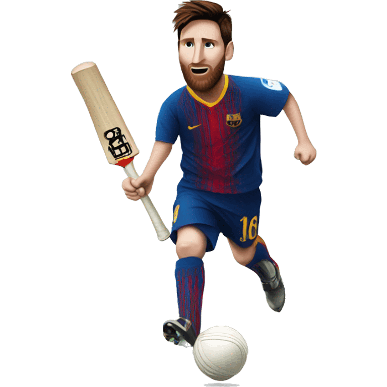 Messi playing cricket emoji