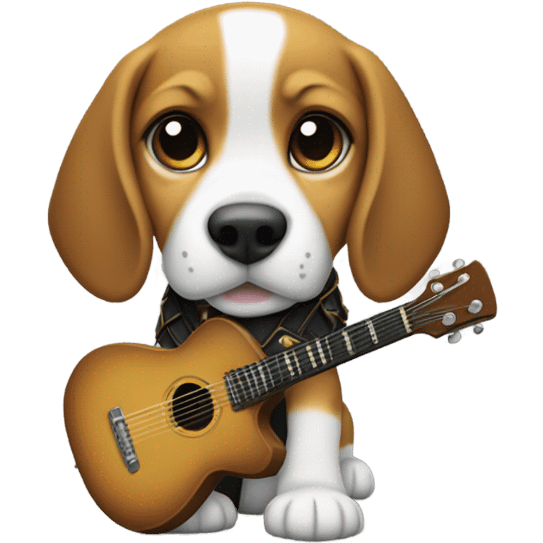 Beagle puppy with a warlock guitar emoji