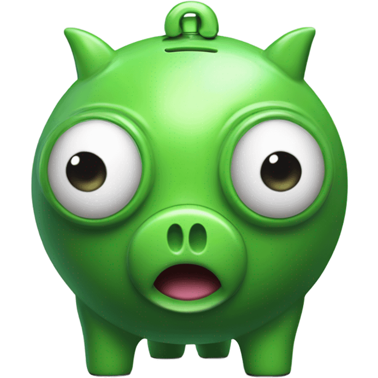 green alien piggy bank emoji