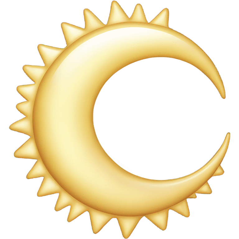 Sparkly glossy beige crescent sun emoji