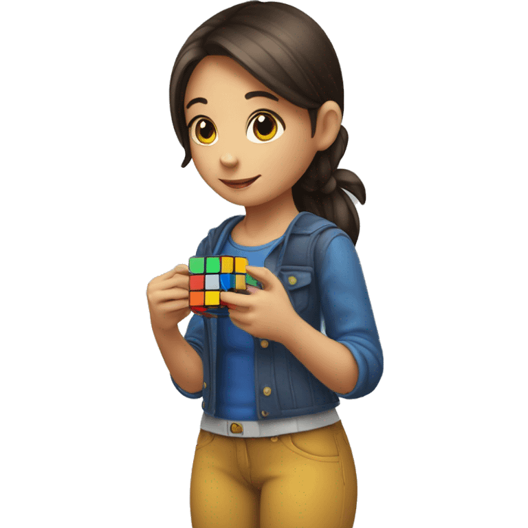 A Girl solving rubiks cube emoji