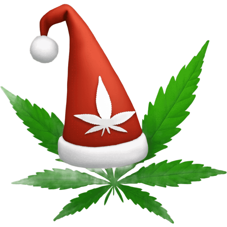 Marijuana leaf and a Christmas hat emoji