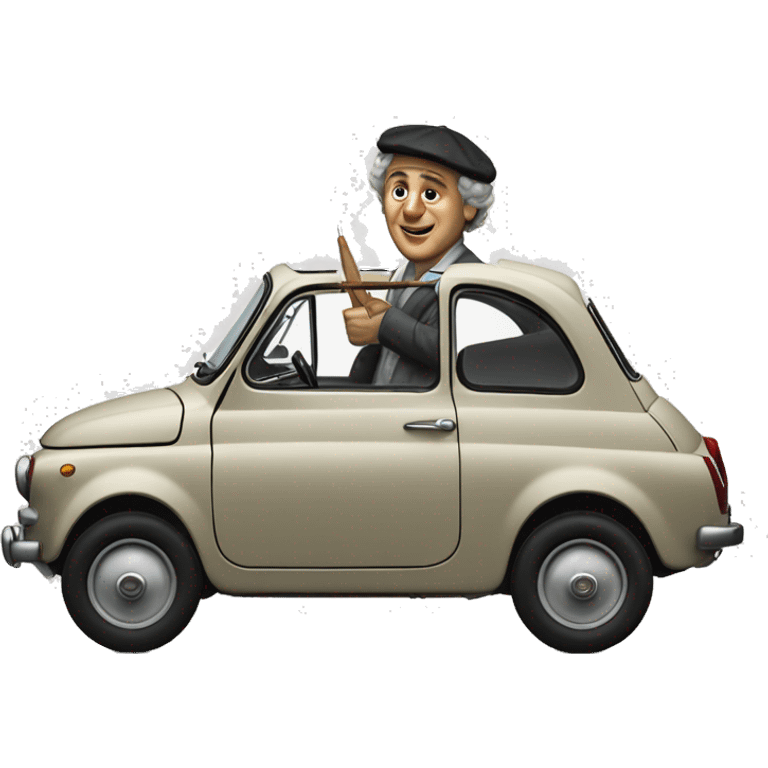 painter Goya driving a fiat 500 emoji