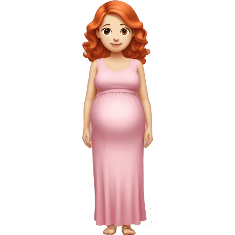 pregnant redhead girl in pink dress emoji