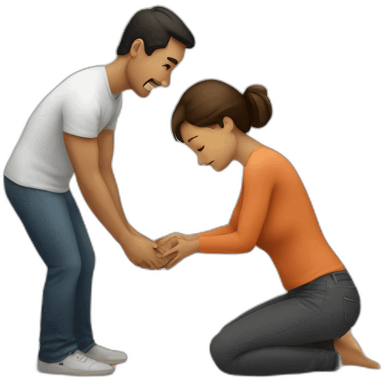 Woman on knees facing man emoji