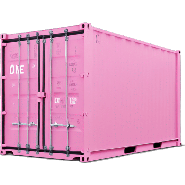 a pink shipping container with the word "ONE" in white on the long side emoji