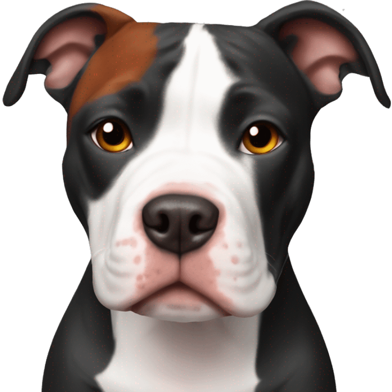 Black and white pitbull with red head girl emoji