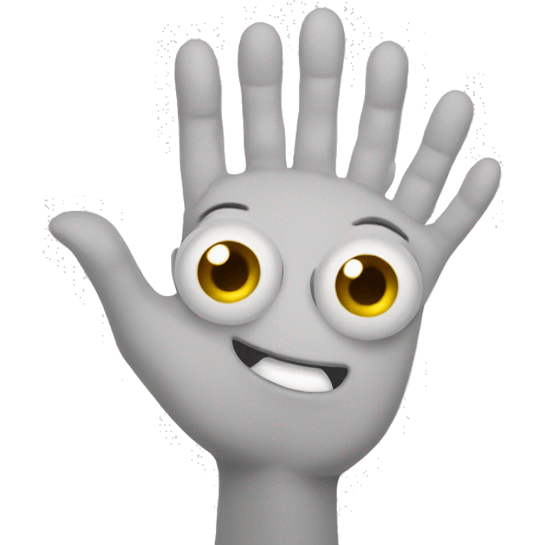 Hand with eyes and saying hello emoji