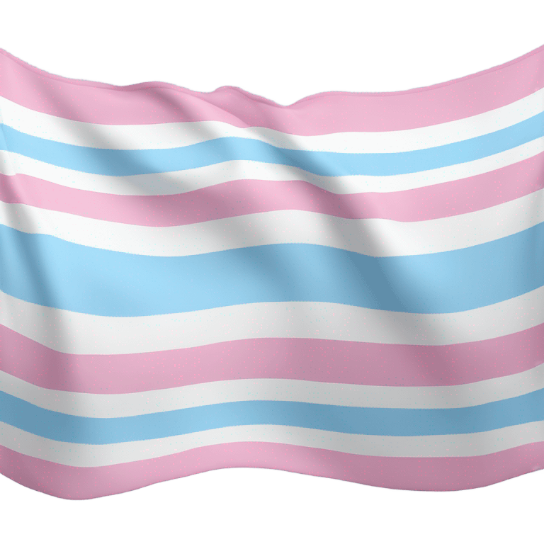 transgender pride flag with five horizontal stripes: light blue, pink, white, pink, and light blue emoji