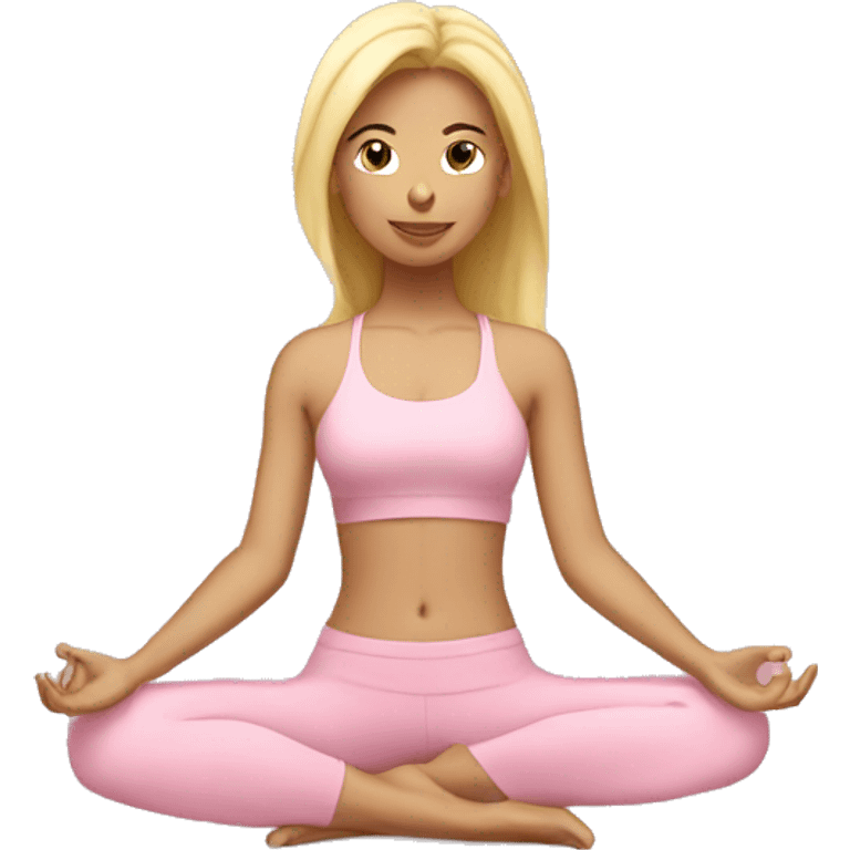 blonde yoga girl light pink clothes n emoji