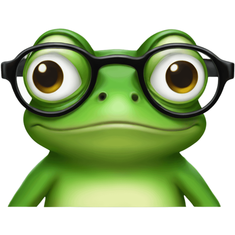 Nerdy frog with glasses  emoji