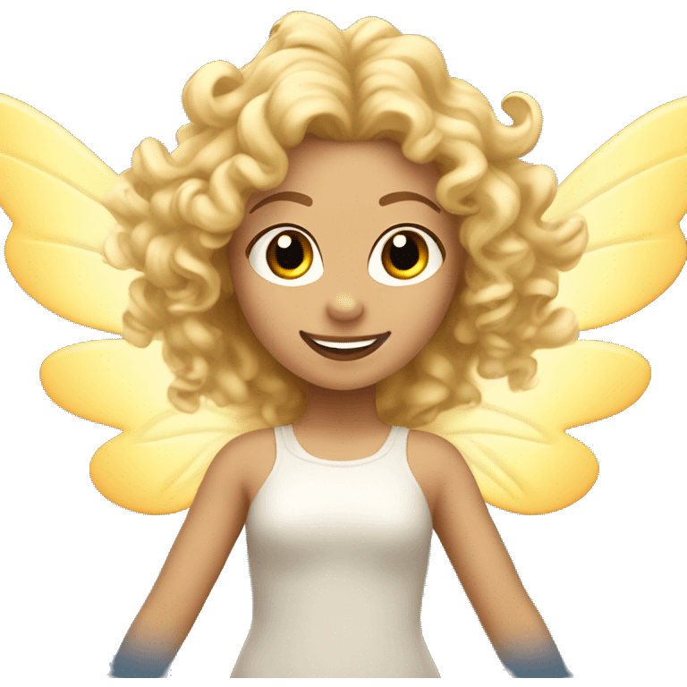 blonde curly hair girl flying with fairy wings emoji