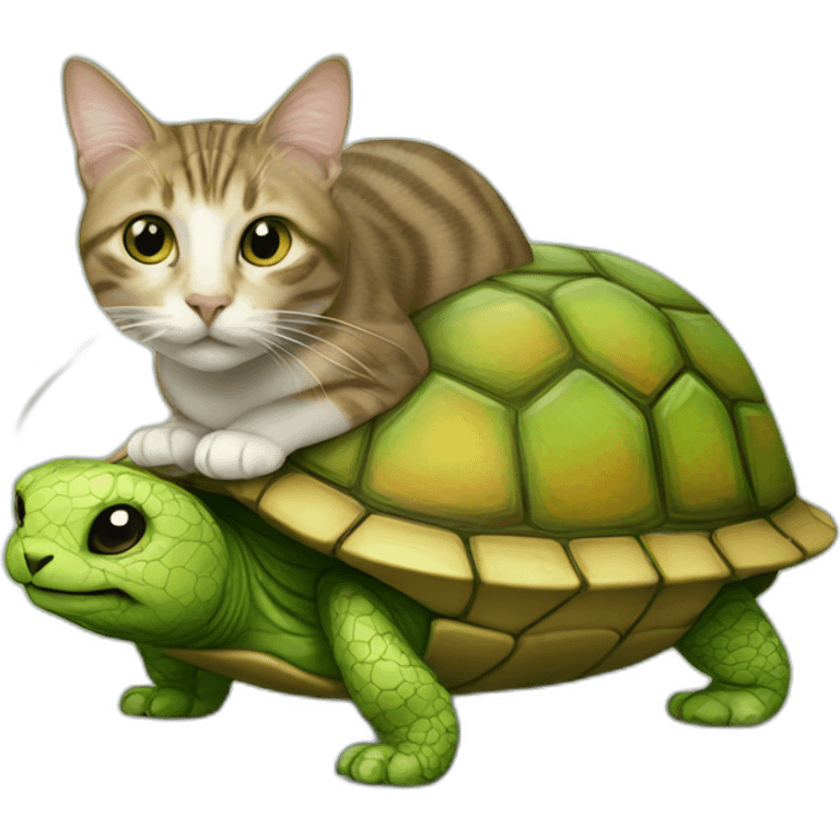 Cat on turtle emoji