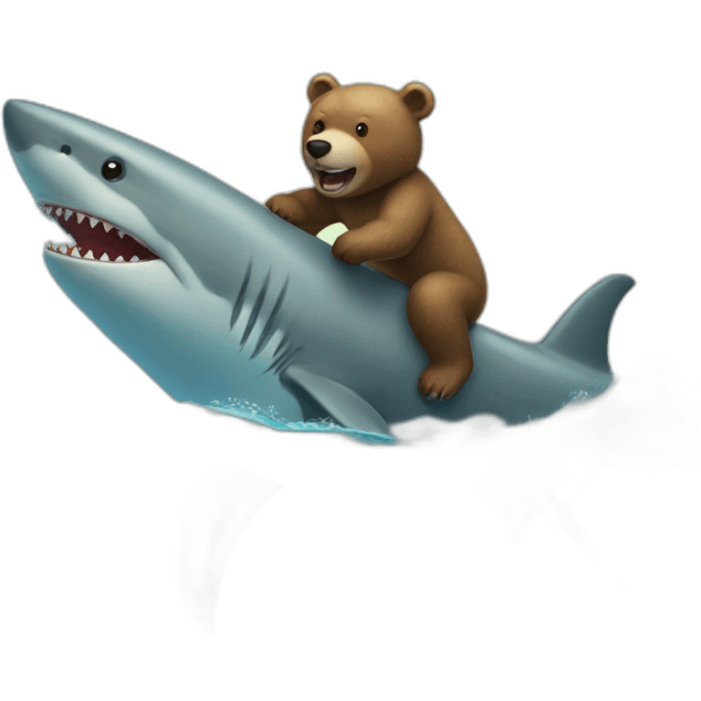 bear riding a shark emoji